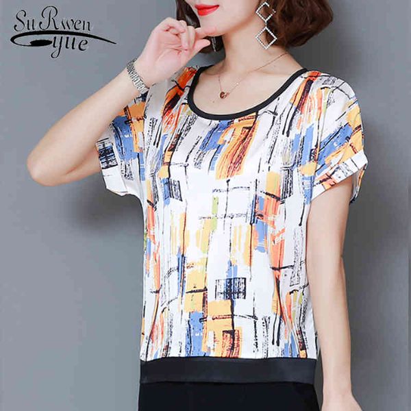 summer clothing short sleeve silk chiffon blouse women and blouse fashion o-collar print plus size 4545 50 210521, White
summer clothing short sleeve silk chiffon blouse women and blouse fashion o-collar print plus size 4545 50 210521, White
