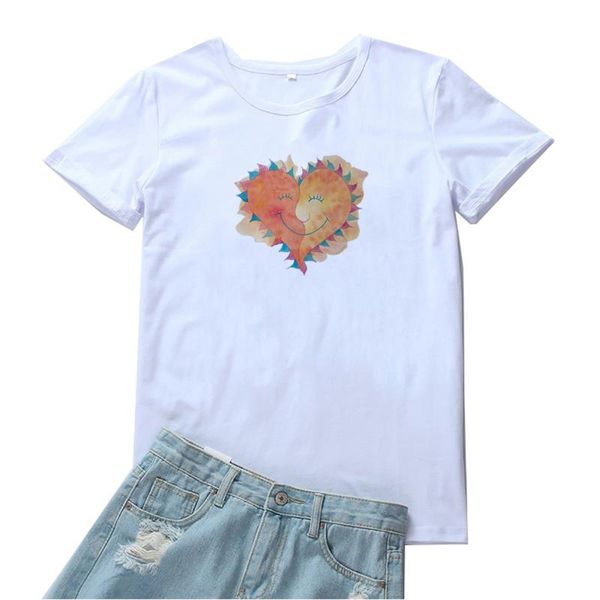 women's t-shirt heart shaped sun graphics tee shirt femme casual cotton printing t-shirts women fashion loose short slooves t shirts, White
women's t-shirt heart shaped sun graphics tee shirt femme casual cotton printing t-shirts women fashion loose short slooves t shirts, White