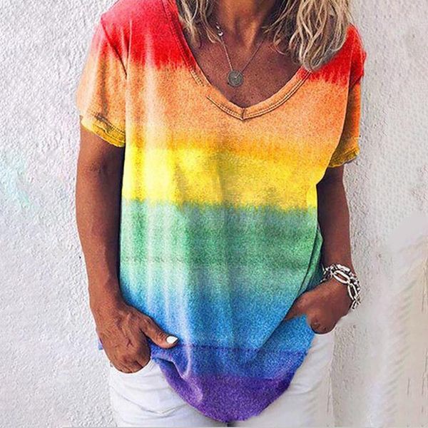 vintage t-shirts women's streetwear rainbow printed casual short sleeve plus size for women summer t-shirt, White
vintage t-shirts women's streetwear rainbow printed casual short sleeve plus size for women summer t-shirt, White