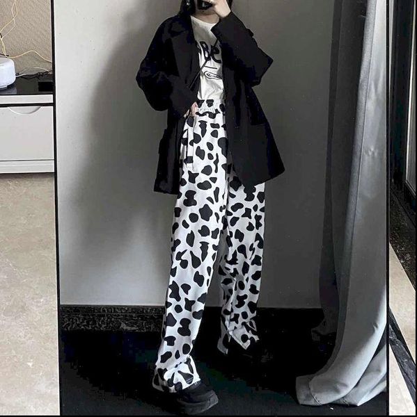 autumn ins harajuku style cow womens capri pattern drape wide leg loose and thin straight trousers, Black;white
autumn ins harajuku style cow womens capri pattern drape wide leg loose and thin straight trousers, Black;white