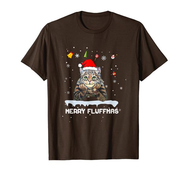 funny cat merry fluffmas t-shirt, White;black