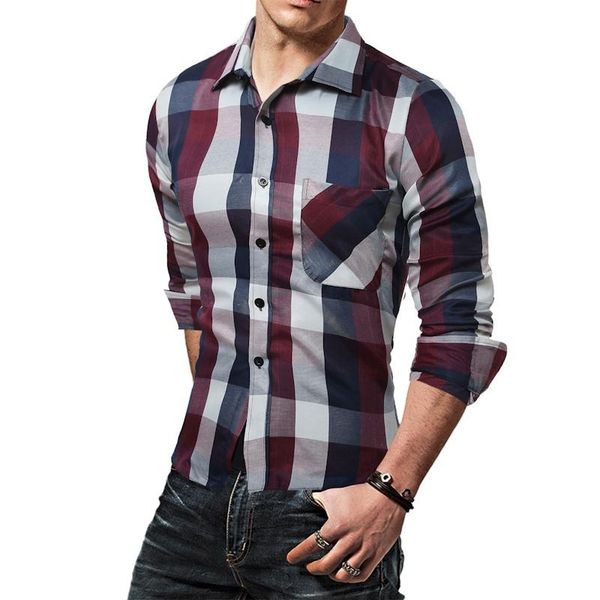 mens dress shirts casual slim fit cotton plaid shirt long sleeve men clothing spring autumn plus size men's, White;black
mens dress shirts casual slim fit cotton plaid shirt long sleeve men clothing spring autumn plus size men's, White;black