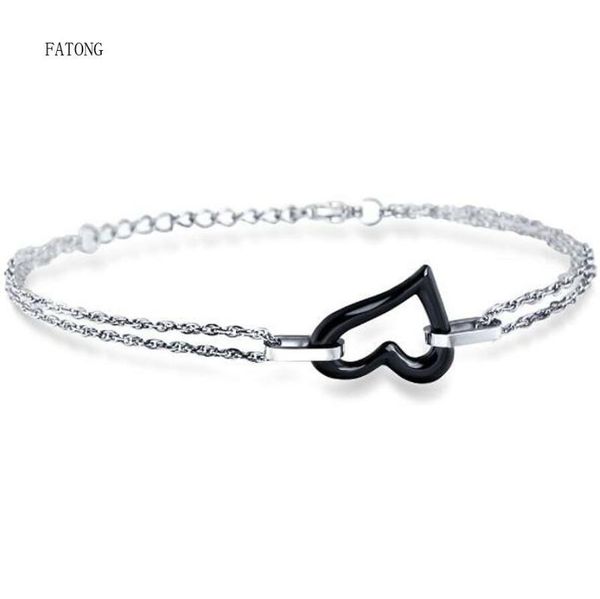 link, chain couple ceramic bracelet heart shaped popcorn stainless steel tourism beach yoga 2021 t1178, Black
link, chain couple ceramic bracelet heart shaped popcorn stainless steel tourism beach yoga 2021 t1178, Black