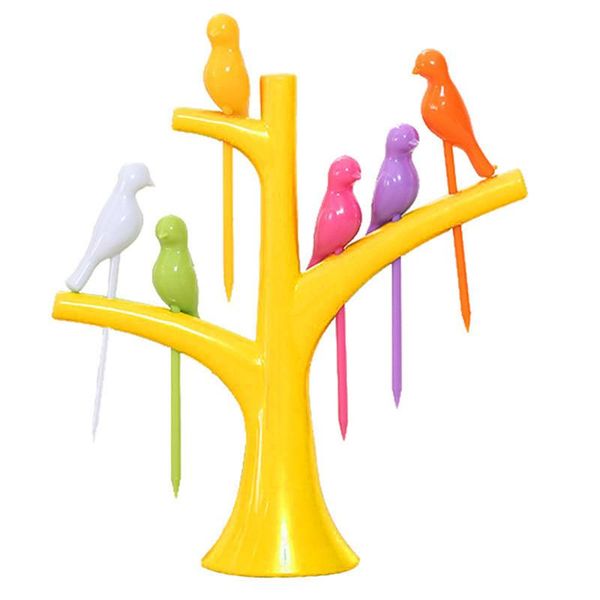 forks 6 pcs +1 stand birds tree shape fruits fork plastic vegetable fruit snack dessert holder for party picks
forks 6 pcs +1 stand birds tree shape fruits fork plastic vegetable fruit snack dessert holder for party picks