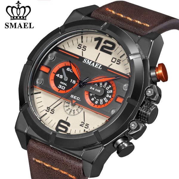 smael fashion sport watch men brand luxury quartz clock waterproof mens watches leather strap military army date wrist watch x0524, Slivery;brown
smael fashion sport watch men brand luxury quartz clock waterproof mens watches leather strap military army date wrist watch x0524, Slivery;brown