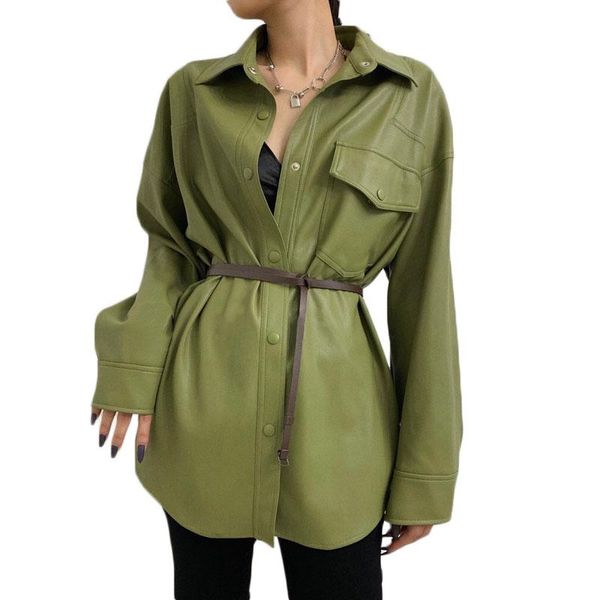 women's leather & faux nice spring and autumn women retro mid-long pu jacket loose single-breasted long-sleeve ns2539, Black
women's leather & faux nice spring and autumn women retro mid-long pu jacket loose single-breasted long-sleeve ns2539, Black
