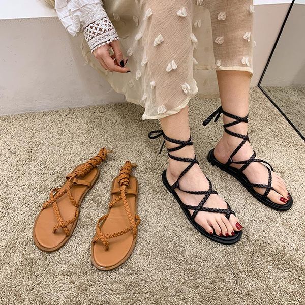 summer sandals flat heel cross strapy rome women fashion braid leather ankle strap shoes, Black
summer sandals flat heel cross strapy rome women fashion braid leather ankle strap shoes, Black