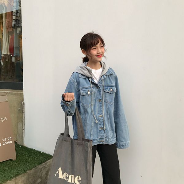 korean style Jeans Jacket Women loose Denim Jacket Femme casual faux two pieces removable collar Basic Coats (F6353), Black;brown
korean style Jeans Jacket Women loose Denim Jacket Femme casual faux two pieces removable collar Basic Coats (F6353), Black;brown