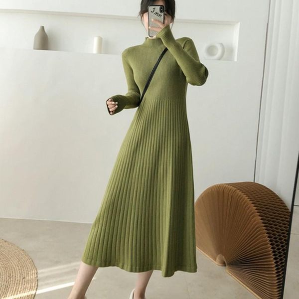 casual dresses 2021 autumn winter women's long knit sweater dress warm pleated female half turtleneck vestidos, Black;gray
casual dresses 2021 autumn winter women's long knit sweater dress warm pleated female half turtleneck vestidos, Black;gray