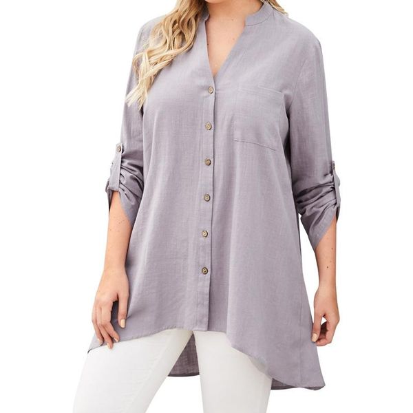 plus size t-shirt women blouses long sleeve 2021 autumn casual collared shirt single-breasted mid-length v-neck, Black
plus size t-shirt women blouses long sleeve 2021 autumn casual collared shirt single-breasted mid-length v-neck, Black
