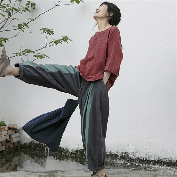 patchwork color harem womens pants elastic waist trouser vintage summer cotton linen female loose, Black;white
patchwork color harem womens pants elastic waist trouser vintage summer cotton linen female loose, Black;white