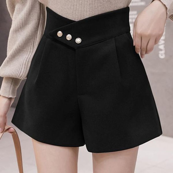 women's shorts 2021 women autumn winter solid color woolen female high waist button ladies loose a-line boots q799, White;black
women's shorts 2021 women autumn winter solid color woolen female high waist button ladies loose a-line boots q799, White;black