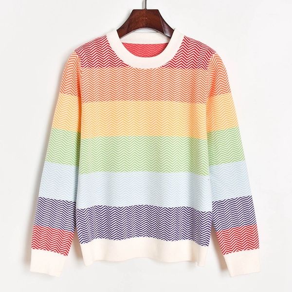 knits rainbow women autumn winter contrast striped sweater long sleeve o-neck pullovers jumpers sueter mujer, White
knits rainbow women autumn winter contrast striped sweater long sleeve o-neck pullovers jumpers sueter mujer, White