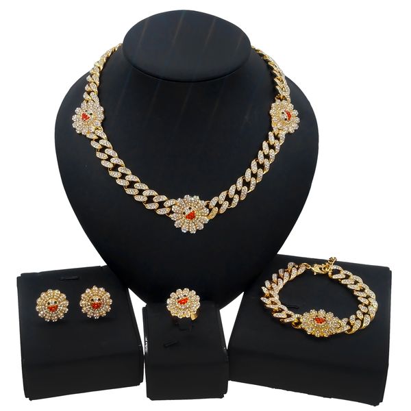 yulaili sun flower smiley girl cuban crystal exquisit necklace jewelry set hip hop style women's fashion chain gypsophila jewellery set, Black
yulaili sun flower smiley girl cuban crystal exquisit necklace jewelry set hip hop style women's fashion chain gypsophila jewellery set, Black