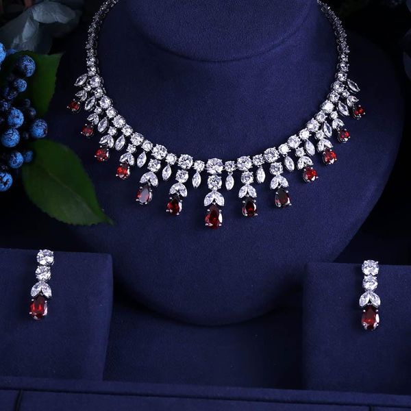 wedding jewelry sets red design luxury zircon water drop shape bridal necklace earrings for women, Slivery;golden
wedding jewelry sets red design luxury zircon water drop shape bridal necklace earrings for women, Slivery;golden