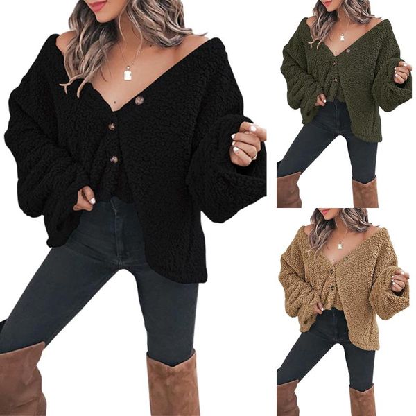 women's jackets women button down fleece jacket winter warm long sleeve deep v neck solid color coat, Black;brown
women's jackets women button down fleece jacket winter warm long sleeve deep v neck solid color coat, Black;brown