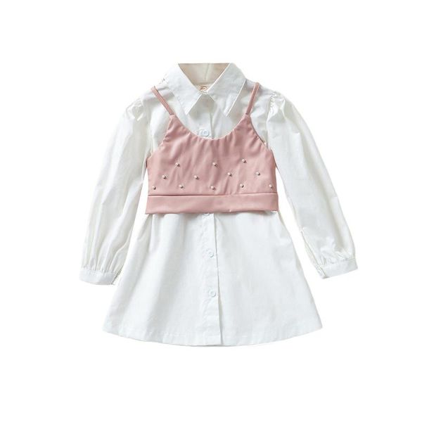 clothing sets 2-7y kids baby girls autumn clothes children long sleeve lapel shirt dress + pearl camis casual loose outfits, White
clothing sets 2-7y kids baby girls autumn clothes children long sleeve lapel shirt dress + pearl camis casual loose outfits, White