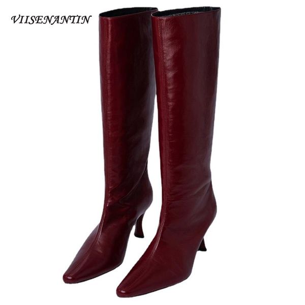 boots catwalk style pointed toe genuine leather stiletto knee 2021 handsome sleeve knight long, Black
boots catwalk style pointed toe genuine leather stiletto knee 2021 handsome sleeve knight long, Black
