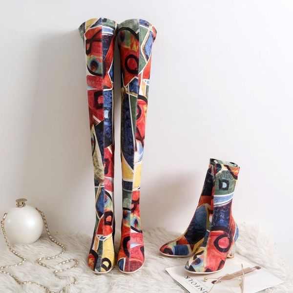 boots womens print graffiti mixed colors stretchy socks over knee thigh&ankle crystal ball heel spring&winter shoes plu, Black
boots womens print graffiti mixed colors stretchy socks over knee thigh&ankle crystal ball heel spring&winter shoes plu, Black