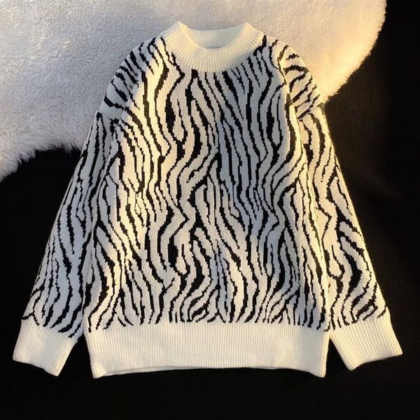 women's sweaters vintage oversize harajuku korean streetwear zebra pattern pullovers japanese preppy style women sweater, White;black
women's sweaters vintage oversize harajuku korean streetwear zebra pattern pullovers japanese preppy style women sweater, White;black