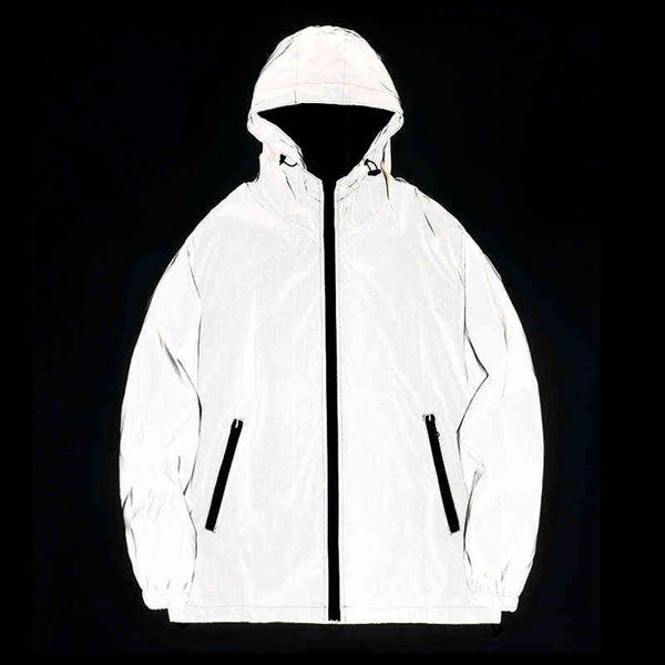 night reflective jackets double fabric windbreaker hooded jacket men hip hop dancer singer waterproof zipper coats outwear, Black;brown
night reflective jackets double fabric windbreaker hooded jacket men hip hop dancer singer waterproof zipper coats outwear, Black;brown