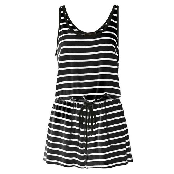 women's jumpsuits & rompers summer striped print vest lace-up pocket jumpsuit, Black;white
women's jumpsuits & rompers summer striped print vest lace-up pocket jumpsuit, Black;white