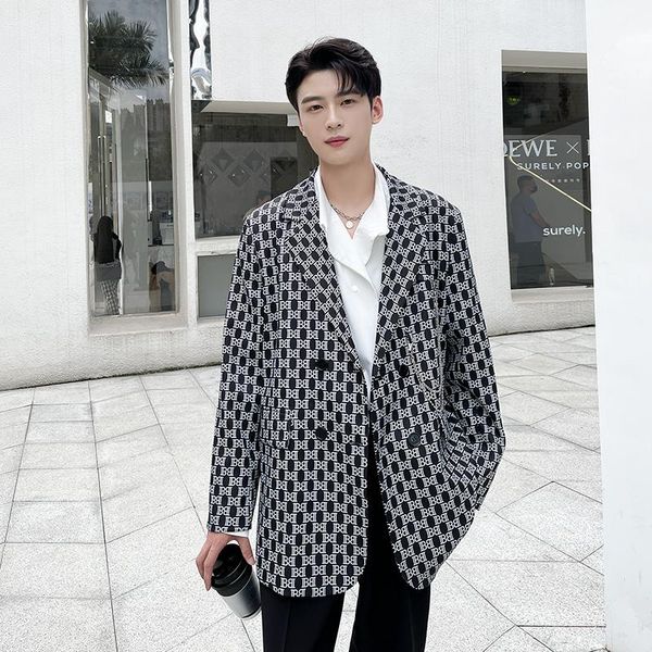 men's suits & blazers man korean fashion streetwear celebrity suit coat autumn printed loose casual jacket blazer male, White;black
men's suits & blazers man korean fashion streetwear celebrity suit coat autumn printed loose casual jacket blazer male, White;black