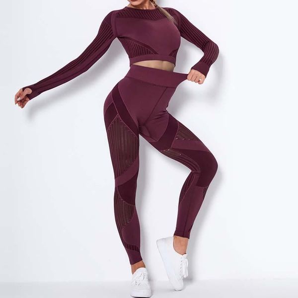 yoga outfit seamless knitted long sleeves workout sportswear suit sports fitness running trousers solid stripe set
yoga outfit seamless knitted long sleeves workout sportswear suit sports fitness running trousers solid stripe set