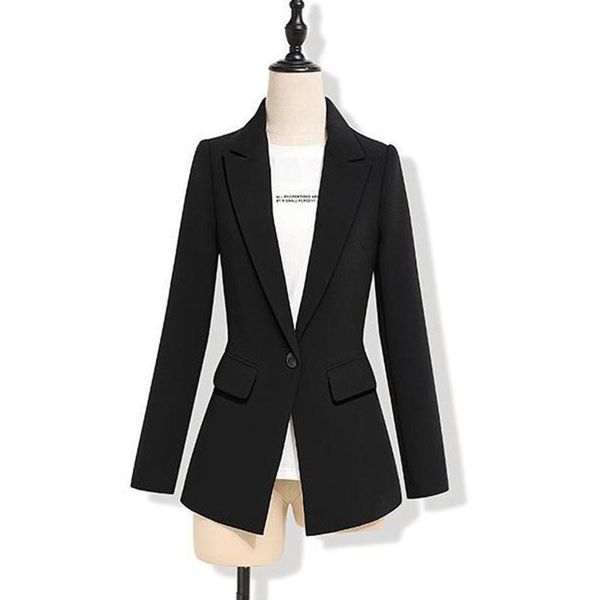 women jacket fashion office wear basic black blazer coat long sleeve pockets single button female outerwear chic blazers women's suits, White;black
women jacket fashion office wear basic black blazer coat long sleeve pockets single button female outerwear chic blazers women's suits, White;black