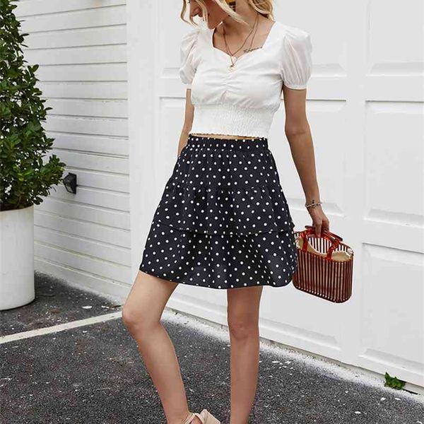 casual polka dot mini women skirt high waist a line korean black summer ruffle beach holiday female s 210520
casual polka dot mini women skirt high waist a line korean black summer ruffle beach holiday female s 210520