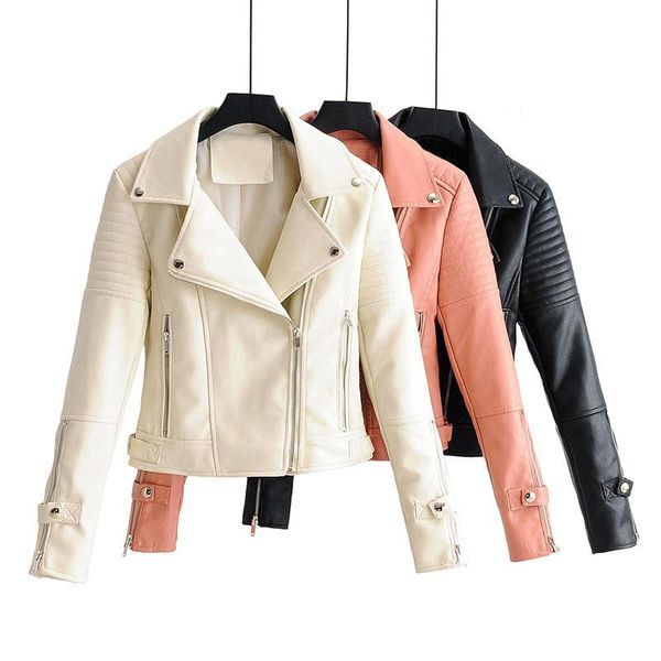 women's leather & faux long sleeve coat turn down collar streetwear zipper jackets women fashion solid motorcyle jacket, Black
women's leather & faux long sleeve coat turn down collar streetwear zipper jackets women fashion solid motorcyle jacket, Black