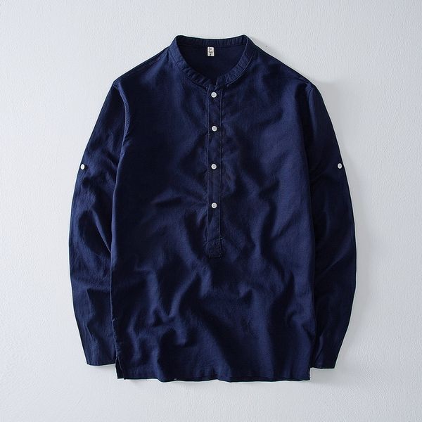 men's t-shirts linen and cotton m-4xl long sleeve men brand fashion navy blue mens shirt stand collar casual shirts male camisa tdph, White;black
men's t-shirts linen and cotton m-4xl long sleeve men brand fashion navy blue mens shirt stand collar casual shirts male camisa tdph, White;black