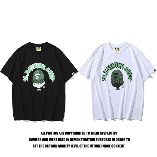 t shirt 2021 summer fashion ape head co branded paint splash green camouflage, White
t shirt 2021 summer fashion ape head co branded paint splash green camouflage, White