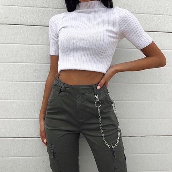 women's t-shirt lady tees short paragraph women summer t-shirts sleeves pure color slim fit casual pullover crop, White
women's t-shirt lady tees short paragraph women summer t-shirts sleeves pure color slim fit casual pullover crop, White
