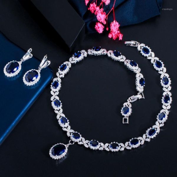 earrings & necklace 2021 fashion vintage blue round cz zircon earring set wedding bride banquet dressing jewelry, Silver
earrings & necklace 2021 fashion vintage blue round cz zircon earring set wedding bride banquet dressing jewelry, Silver