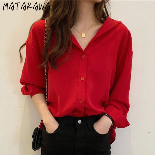 matakawa french red long sleeve women blouse chic lapel vintage office lady ladies shirt 210513, White
matakawa french red long sleeve women blouse chic lapel vintage office lady ladies shirt 210513, White