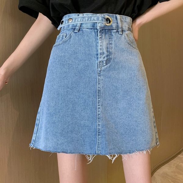 fashion skirts 2021 spring and summer korean blue high waist a-line bag hip denim women's short, Black
fashion skirts 2021 spring and summer korean blue high waist a-line bag hip denim women's short, Black
