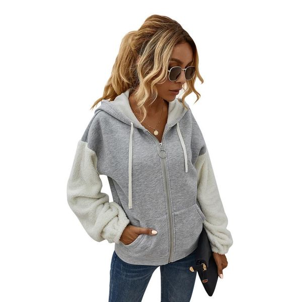 autumn and winter casual hooded sweatshirt women's stitching zipper sweate coat female all-match wm* hoodies & sweatshirts, Black
autumn and winter casual hooded sweatshirt women's stitching zipper sweate coat female all-match wm* hoodies & sweatshirts, Black