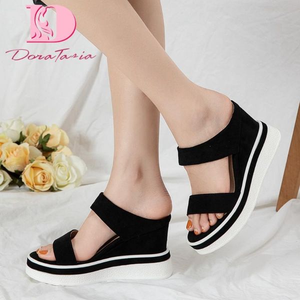 slippers doratasia 2021 arrivals women high wedges peep toe platform summer outside slides, Black
slippers doratasia 2021 arrivals women high wedges peep toe platform summer outside slides, Black