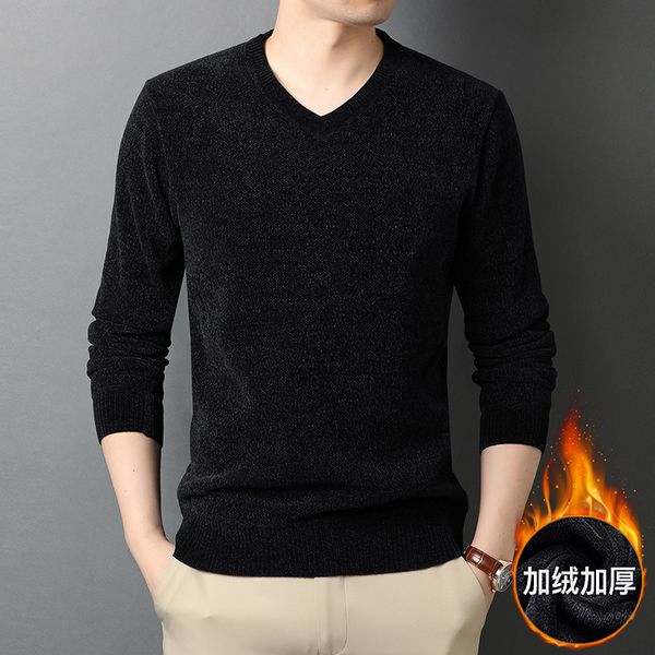 knitted plush sweater autumn winter middle-aged and young men's leisure v-neck thickened bottoming shirt loose warm coat, Black
knitted plush sweater autumn winter middle-aged and young men's leisure v-neck thickened bottoming shirt loose warm coat, Black