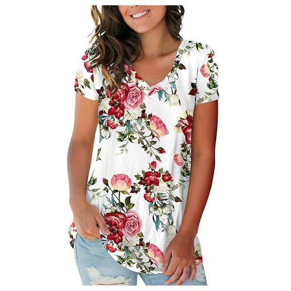 women's t-shirt t-shirts basic v neck short sleeve retro floral print t shirts summer casual fashion woman manga corta, White
women's t-shirt t-shirts basic v neck short sleeve retro floral print t shirts summer casual fashion woman manga corta, White