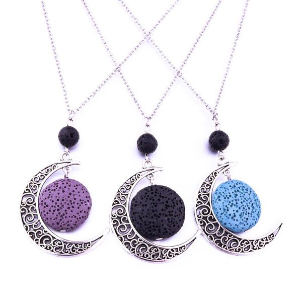 pendant necklaces 8mm black lava match essential oil diffuser rou'n'd stone hollow out alloy moon necklace for women jewelry, Silver
pendant necklaces 8mm black lava match essential oil diffuser rou'n'd stone hollow out alloy moon necklace for women jewelry, Silver