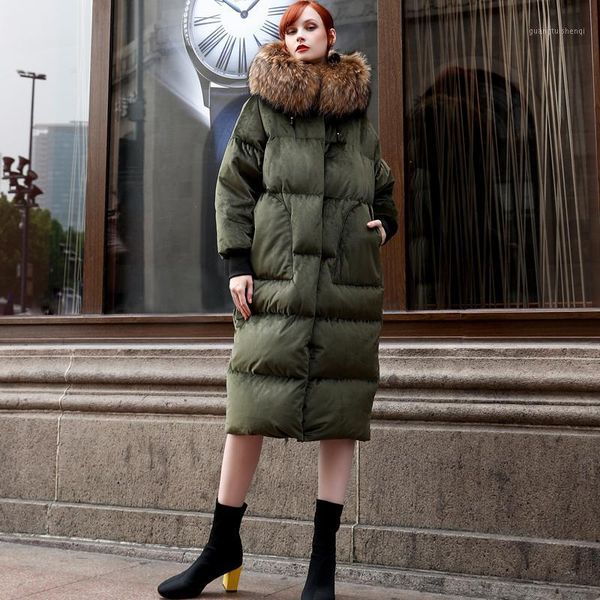 women's down & parkas winter over the knee long velvet fabric duck coats female thicker warm fluffy fur real hooded f2292, Black
women's down & parkas winter over the knee long velvet fabric duck coats female thicker warm fluffy fur real hooded f2292, Black