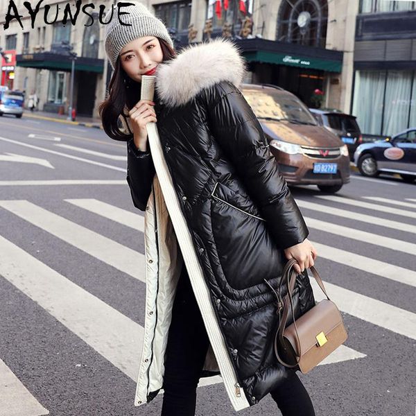 women's winter down jacket korean coat female hooded parkas woman raccoon dog fur collar fashion 2021 mujer chaqueta &, Black
women's winter down jacket korean coat female hooded parkas woman raccoon dog fur collar fashion 2021 mujer chaqueta &, Black