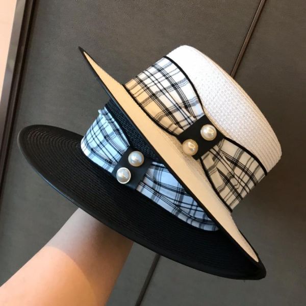 summer women's beach hat female casual panama lady brand women flat brim pearl plaid straw cap girls sun wide hats, Blue;gray
summer women's beach hat female casual panama lady brand women flat brim pearl plaid straw cap girls sun wide hats, Blue;gray