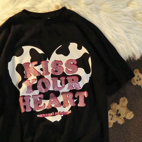 women's t-shirt summer short-sleeved punk tees women clothing kiss your heart cotton casual big size harajuku hip-hop funny, White
women's t-shirt summer short-sleeved punk tees women clothing kiss your heart cotton casual big size harajuku hip-hop funny, White