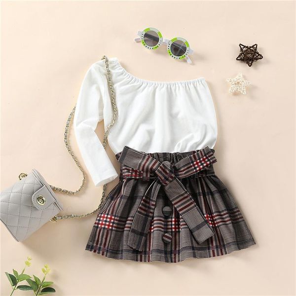 clothing sets little girls fashion outfits stylish one-shoulder solid color long sleeve and plaid bandage buttoned mini short skirt, 2-, White
clothing sets little girls fashion outfits stylish one-shoulder solid color long sleeve and plaid bandage buttoned mini short skirt, 2-, White