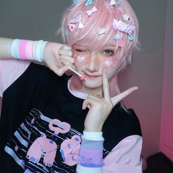synthetic wigs ailiade pink short straight men's breathable wig girl boy women cosplay party heat resistant christmas, Black
synthetic wigs ailiade pink short straight men's breathable wig girl boy women cosplay party heat resistant christmas, Black