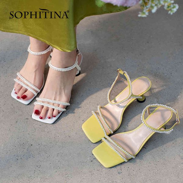 sophitina genuine leather summer women shoes strange heel stylish string bead dressing square toe pearl comfort sandals fo241 210513, Black
sophitina genuine leather summer women shoes strange heel stylish string bead dressing square toe pearl comfort sandals fo241 210513, Black