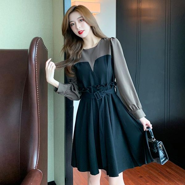 casual dresses plus size s-5xl spring fall a-line patchwork dress women long sleeve o neck belt slim all-match knee lenght caslal, Black;gray
casual dresses plus size s-5xl spring fall a-line patchwork dress women long sleeve o neck belt slim all-match knee lenght caslal, Black;gray